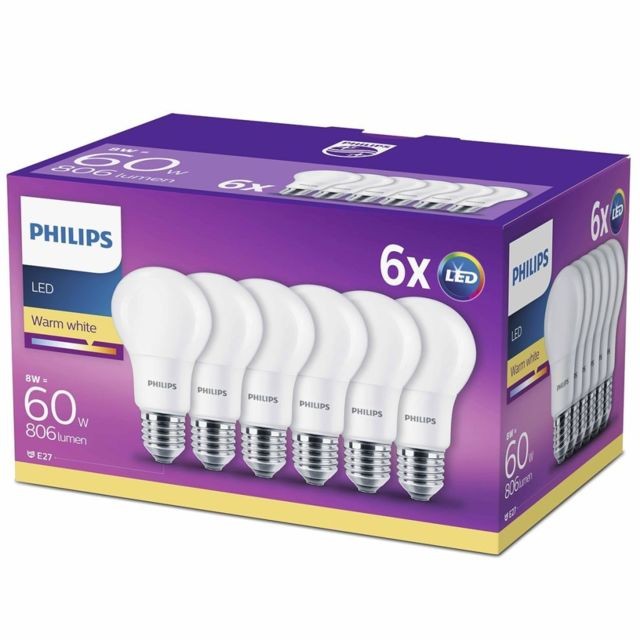 Philips - Philips Ampoule LED 6 pcs 8 W 806 Lumens 929001234391 - Lampes à poser