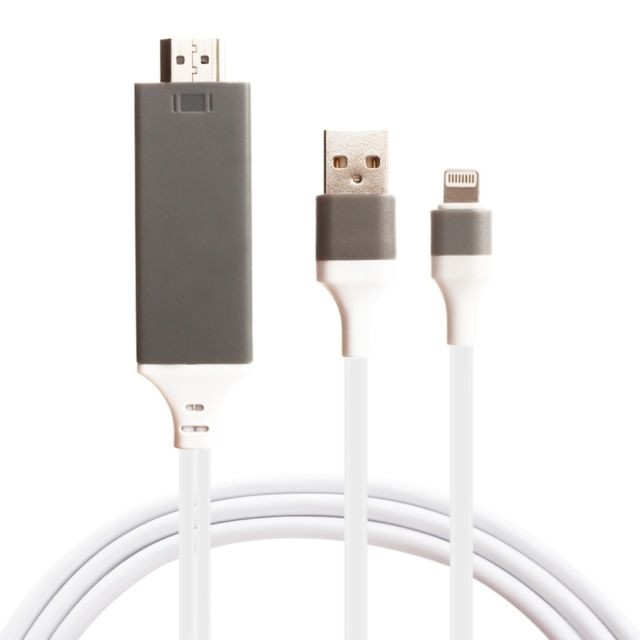 Câble Lightning Wewoo Pour iPhone X / blanc 8 et 8 Plus / 7 7 Plus / 6 6s 6 Plus 6s Plus / iPad 2m Lightning mâle vers HDMI câble adaptateur USB mâle,