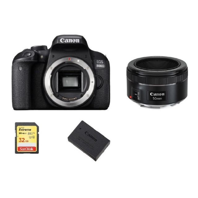 Canon - CANON EOS 800D + EF 50mm F1.8 STM + 32GB SD card + LP-E17 Battery Canon  - Reflex Numérique
