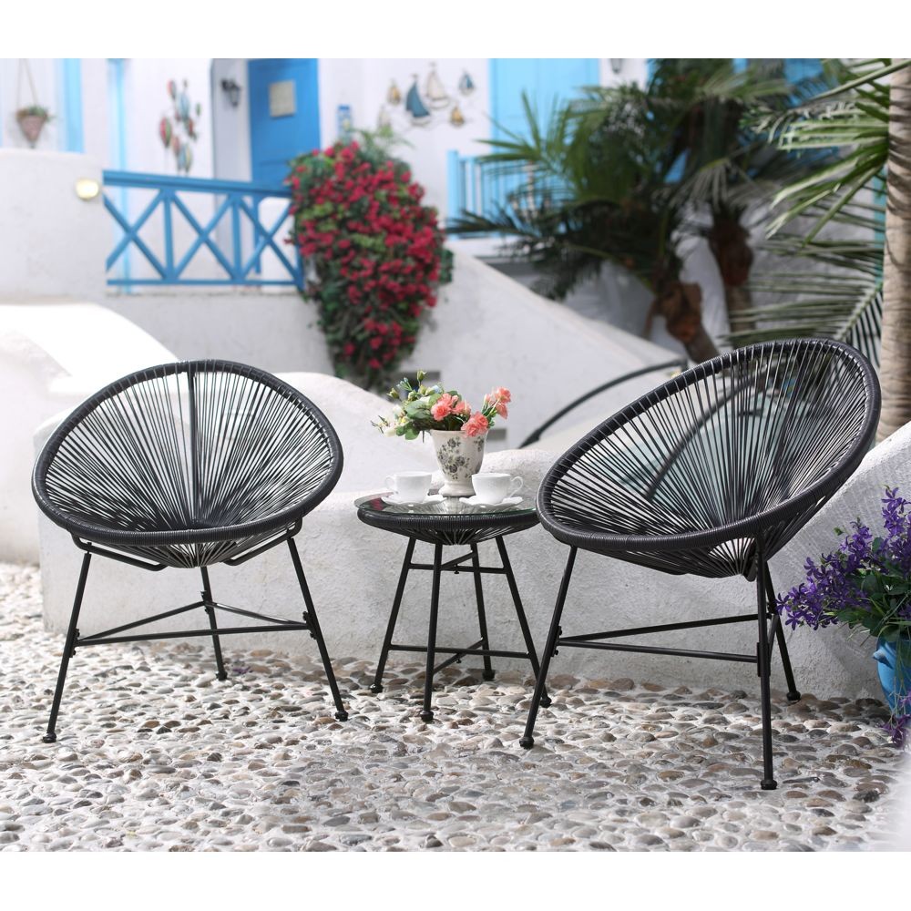 Concept Usine Acapulco : Ensemble 2 fauteuils oeuf + table basse gris