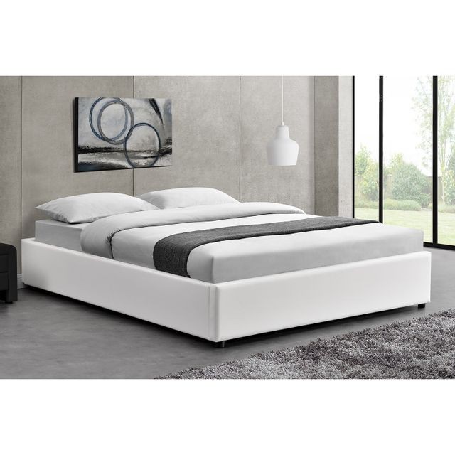 Concept Usine - Lit Kennington - Structure de lit Blanc avec coffre de rangement intégré -160x200 cm - Lit coffre Cadres de lit