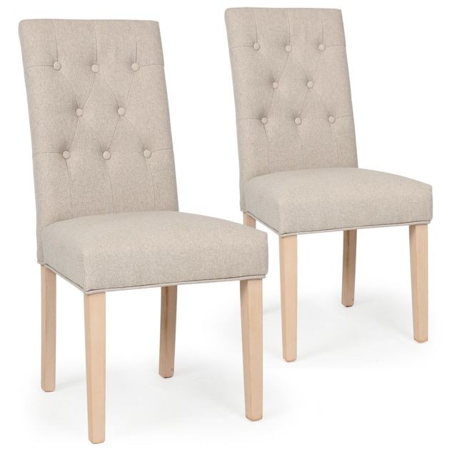 MENZZO - Lot de 2 chaises Costel Tissu Beige - Chaises