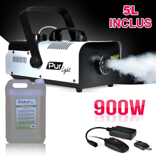 Pur Light - Machine à fumée PRO DJ MEGA Smoke 900W + Etrier de fixation + 2 télécommande +5L de Liquide PUR LIGHT NEWARK900 - Machines à effets