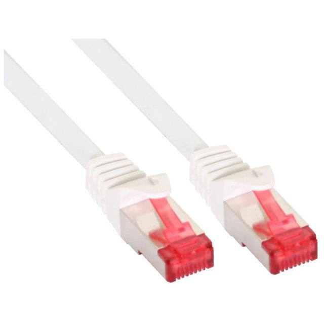 Câble RJ45 Inline Câble de raccordement InLine® S / FTP PiMF Cat.6 250 MHz sans cuivre, sans halogène, blanc, 1,5 m