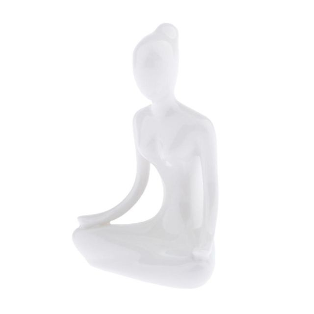 Objets déco Yoga en céramique Figure Ornement Statue Sculpture Zen Garden Desk Decor Style-06