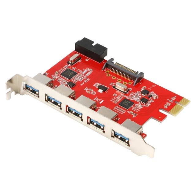 Kalea-Informatique - Carte PCIe vers USB 3.0 - 5 PORTS EXTERNES SUPERSPEED + 2 PORTS INTERNES (USB3 19 POINTS) - Carte Contrôleur USB