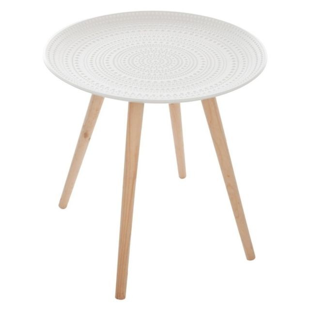 marque generique - Table basse scandinave Mileo - D 49 cm - Bois - Blanc marque generique  - Bureaux En fibres de bois, panneaux épais (mfc)