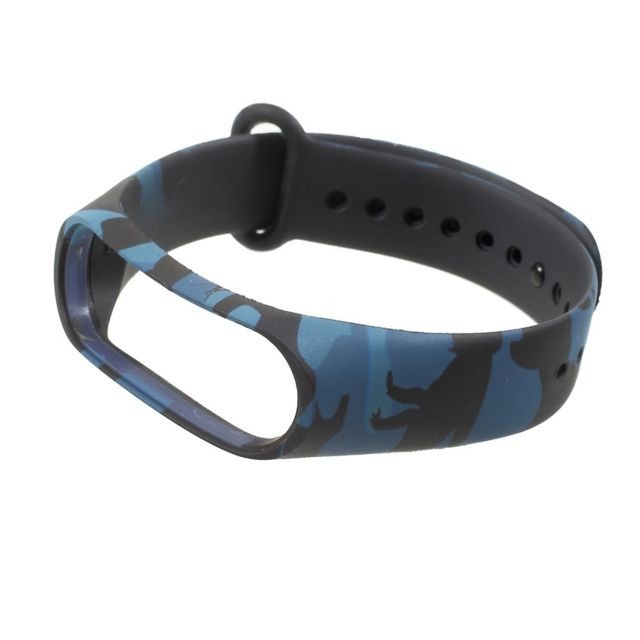 marque generique Bracelet en silicone camouflage bande souple bleu pour votre Xiaomi Mi Band 3