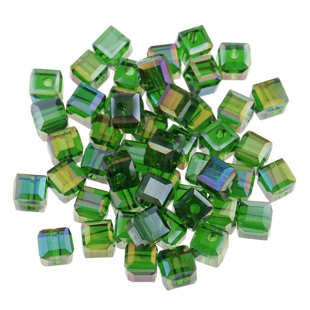marque generique - Perles de verre carré en cristal de verre 50pcs 6mm pour bijoux diy faisant du vert profond marque generique  - Perles