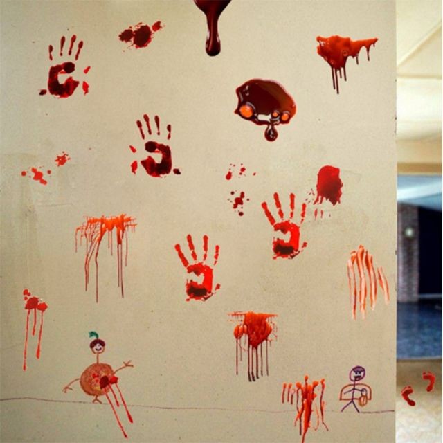 Nw 1776 - Halloween Bloody Wall Sticker porte hantée maison d'horreur Halloween et décoration de meubles DIY décoration murale Graffiti Wall Sticker - Chambre Enfant Rouge
