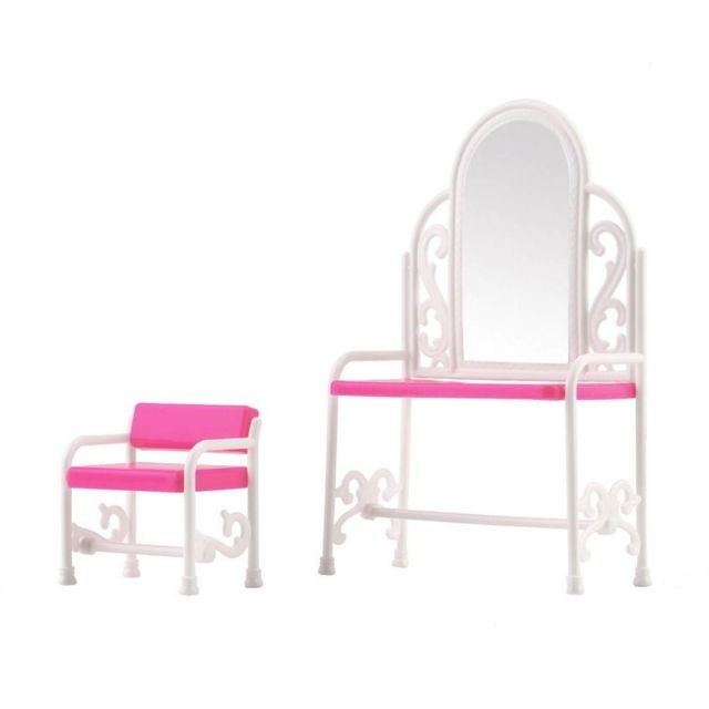 Wewoo 3pcs meubles de maison de poupée filles enfants coiffeuse jouets ensemble accessoires cadeau de fille de noël rose