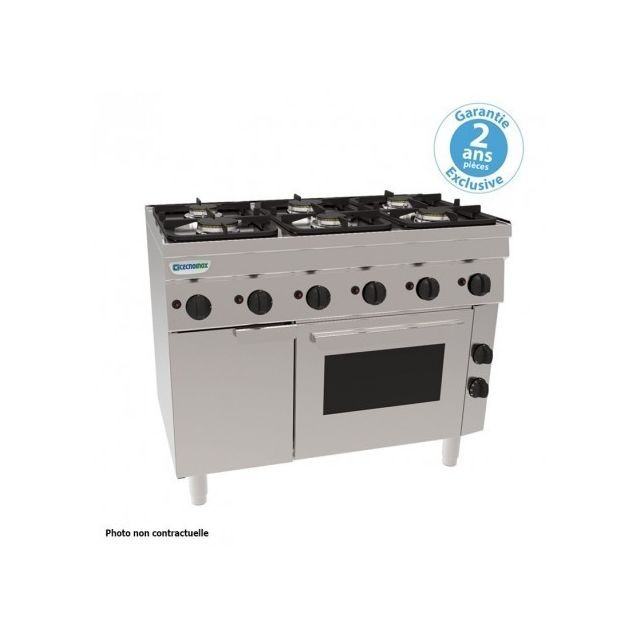 Cuisinière Materiel Chr Pro Piano de cuisson 4 feux sur four gaz statique - grilles 400 x 330 mm - gamme 600 - Tecnoinox -                                      600