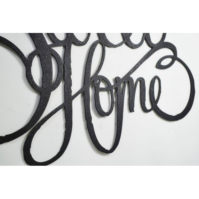 Objets déco HOMEMANIA Décoration Murale Home - Art Mural - Maison - pour Séjour, Chambre - Noir en Métal, 50 x 0,16 x 42 cm
