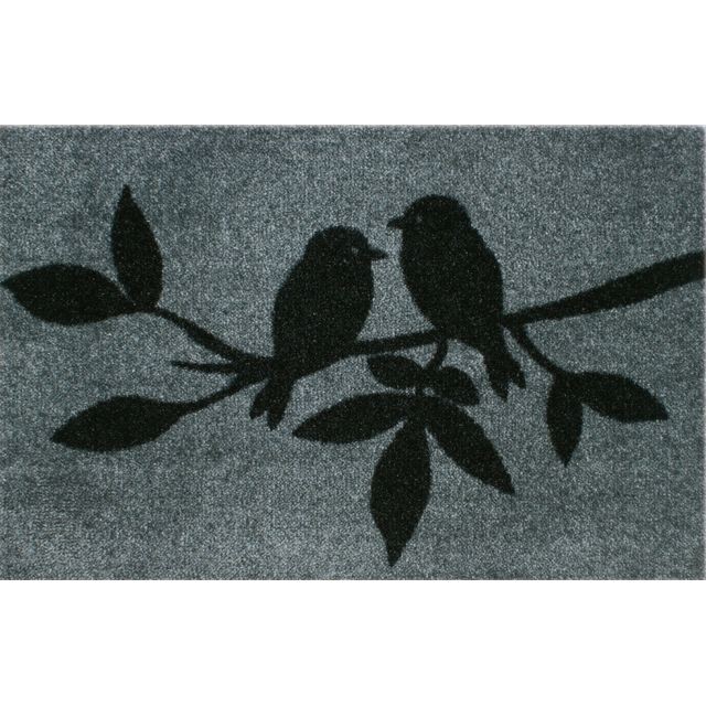 Pegane - Tapis anti-poussière ""Mésanges"" en polyamide coloris noir/gris - Dim : 40 x 60 cm- PEGANE - Pegane  - Décoration