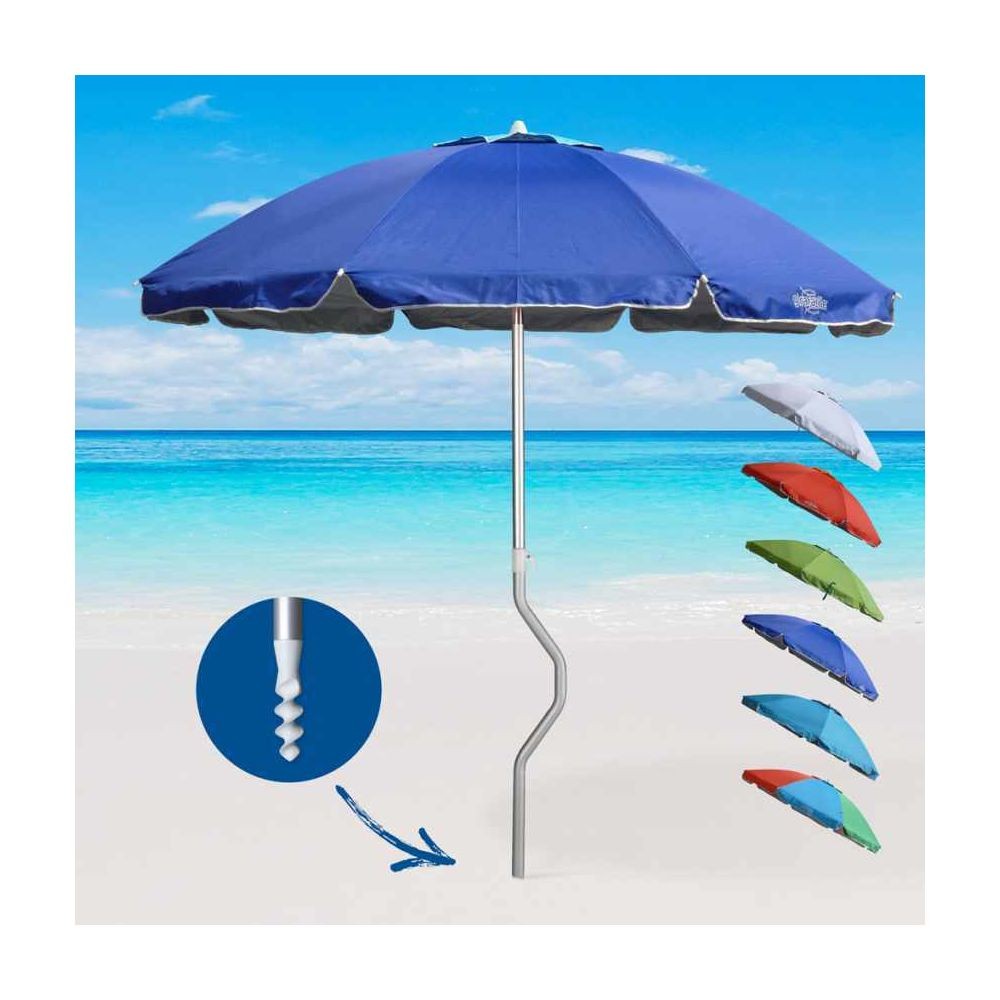 Girafacile Parasol de plage aluminium léger visser protection uv GiraFacile 220 cm Eolo, Couleur: Bleu