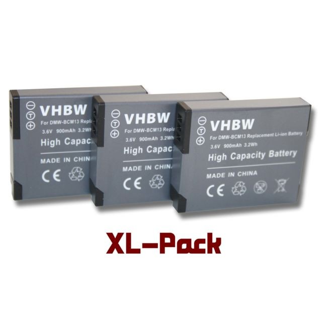 Vhbw - vhbw Lot de 3 batteries 900mAh (3.6V) pour appareil photo Panasonic Lumix DMC-TZ58, DMC-TZ71 Remplace: DMW-BCM13, DMW-BCM13E, DMW-BCM13PP. Vhbw  - Accessoire Photo et Vidéo