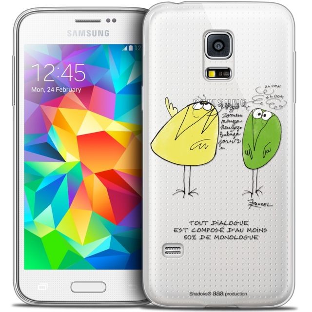 Caseink - Coque Housse Etui Samsung Galaxy S5 [Crystal HD Collection Les Shadoks ? Design Le Dialogue - Rigide - Ultra Fin - Imprimé en France] Caseink  - Caseink