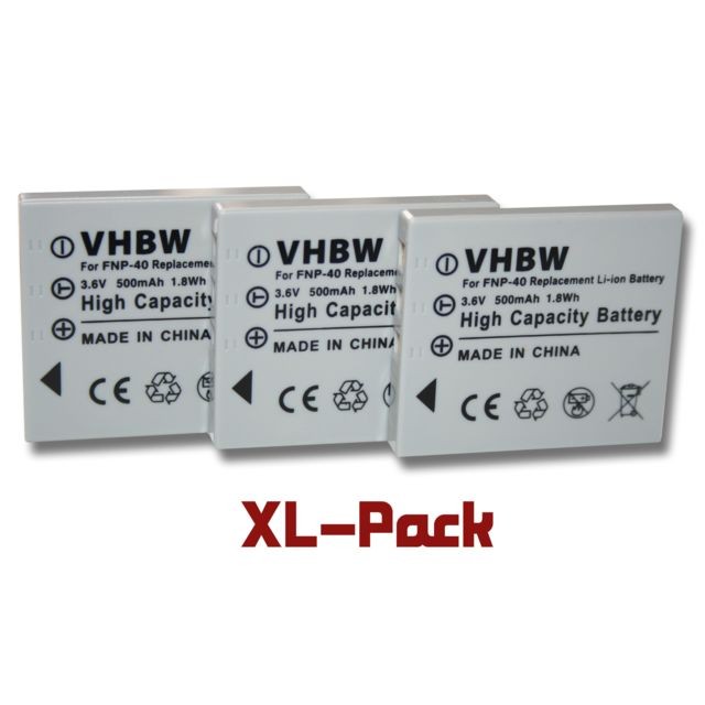 Vhbw - vhbw set 3 batteries pr appareil photo Panasonic DMC-FX2 EG ( S/A/T/K ), DMC-FX7 EG ( S/A/T/K ) remplace Fujifilm NP-40 / NP-40N / Panasonic CGA-S004 Vhbw  - Accessoires et consommables