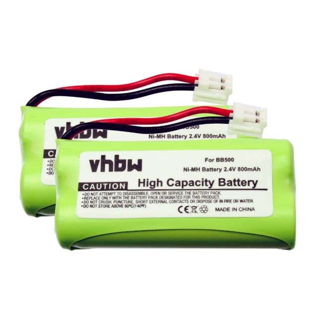 Batterie téléphone Vhbw 2 batteries 800mAh pour téléphone fixe sans fil Emporia MegaPhone D17 BB remplace BC102906, 87C, BT-34H, 60AAAH2BMJ, T377.