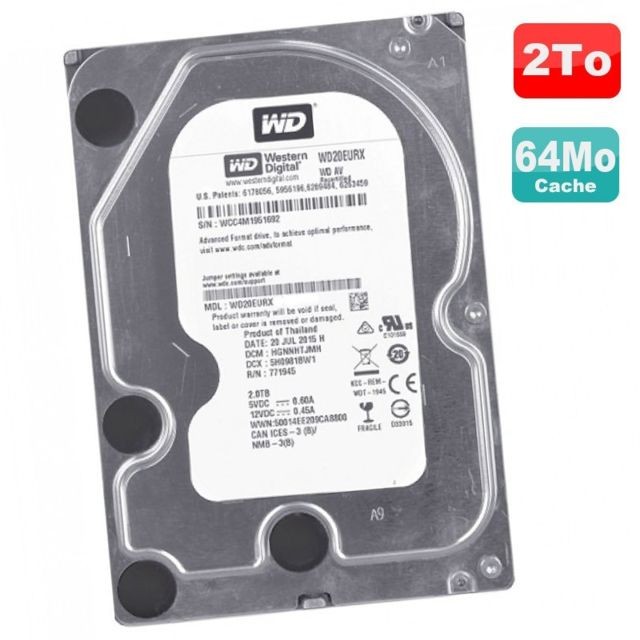 Western Digital - Disque Dur 2 To SATA III 3.5"" WD WD20EURX-63T0FY0 Recertified 6Gbps 5400RPM 64Mo - Western Digital