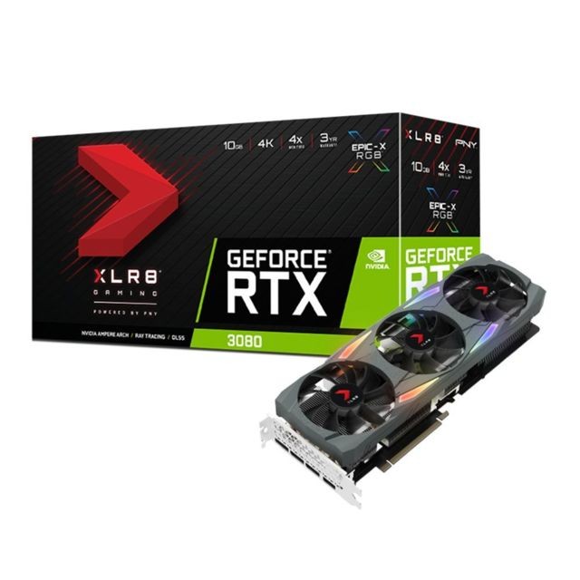 PNY - GeForce RTX 3080 - XLR8 GAMING EPIC-X RGB Triple Fan - 10Go  - Carte Graphique NVIDIA Non overclockée