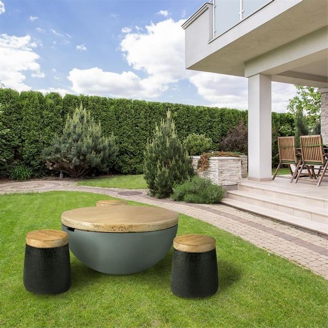 Blumfeldt Blumfeldt Blockhouse Lounge table ronde de jardin en béton 80x40 cm (ØxH) Blumfeldt