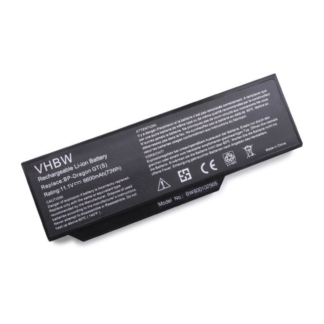 Vhbw - vhbw Li-Ion batterie 6600mAh (11.1V) pour ordinateur Mitac MiNote 8000, 8207, 8207D, 8207I, 8227, 8807, 9070 comme BP-Dragon GT(S), 40019327, MIM2070. Vhbw  - Accessoire Ordinateur portable et Mac
