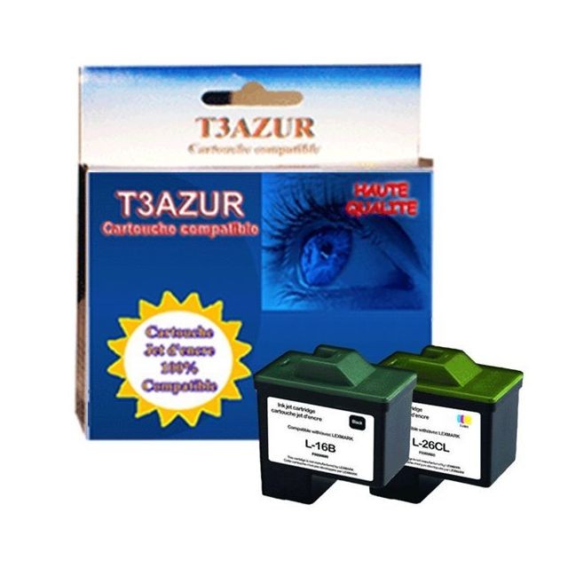 T3Azur - Cartouche compatible Lexmark 16 + 26 pour Lexmark Z611, Z612, Z615, Z617, Z640, Z645, Z647- T3AZUR T3Azur  - Accessoires et consommables
