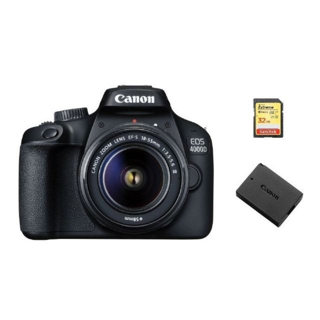 Canon - CANON EOS 4000D KIT EF-S 18-55MM F3.5-5.6 III + 32GB SD card + LP-E10 Battery Canon  - Packs pour débutants Photo & Vidéo Numérique