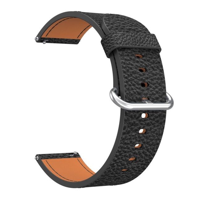 marque generique Bracelet en cuir véritable boucle classique noir pour votre Samsung Galaxy Watch 46mm/Gear S3 Classic/S3 Frontier