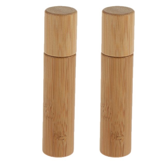 Appareil balnéo marque generique 2 X 10 Ml De Bambou Naturel Rechargeable échantillon Vide Huile Essentielle Rouleau Sur Bouteille