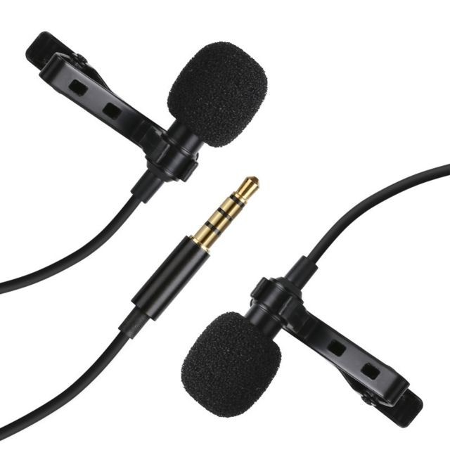 Wewoo Microphone omnidirectionnel d'enregistrement double lavalier MC-LM300longueur 4 m