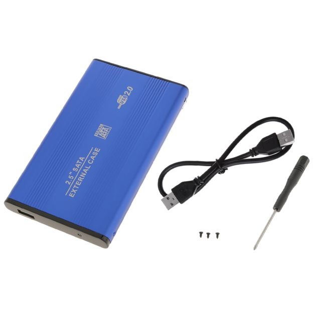 Boitier PC marque generique USB2.0 SATA Externe 2.5 ""SSD HDD Boîtier De Disque Dur Portable Disk Case Bleu