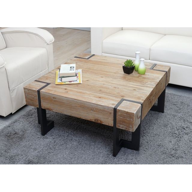 Mendler - Table basse de salon HWC-A15, table d'appoint , jardinière, bois massif de sapin rustique ~ 60x60cm - Mendler