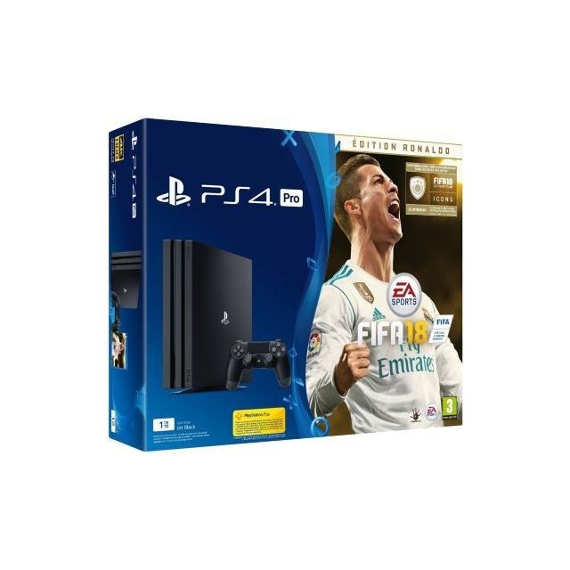 Sony - PS4 PRO 1To A Noire + FIFA 18 Edition Deluxe + PS+ 14 Jours - Jeux et consoles reconditionnés