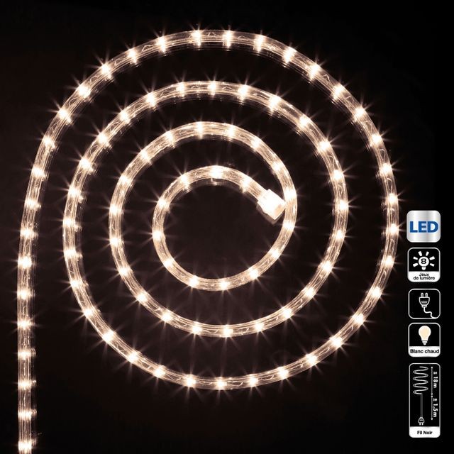 JJA - Guirlande tube LED d'extérieur - 18 m. - Blanc chaud - Décorations de Noël extérieure Décorations de Noël
