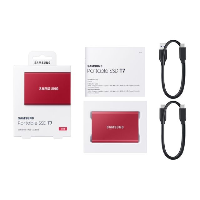 T7 Rouge métallique - 1 To - USB 3.2 Gen 2 Samsung