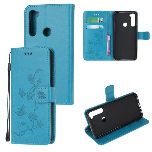 marque generique - Etui en PU fleur de papillon bleu pour votre Xiaomi Redmi Note 8 marque generique  - Accessoire Smartphone marque generique