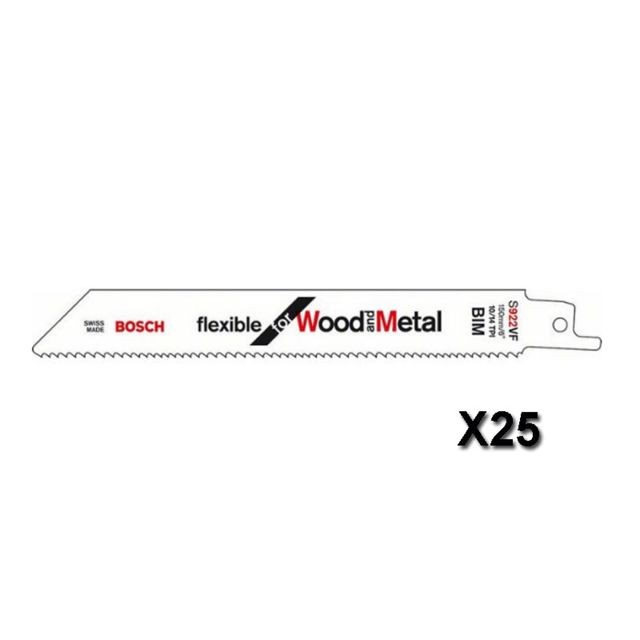 Accessoires sciage, tronçonnage Bosch Lot de 25 lames de scie sabre Flexible for Wood and Metal 150x19x0,9 mm BOSCH 2608657558