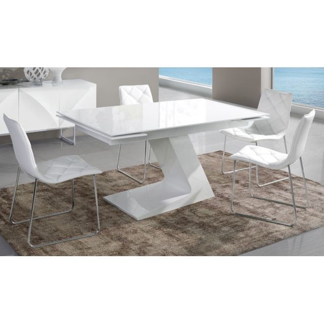 Kasalinea - Table de salle à manger extensible blanc laqué design HELGA Kasalinea   - Kasalinea