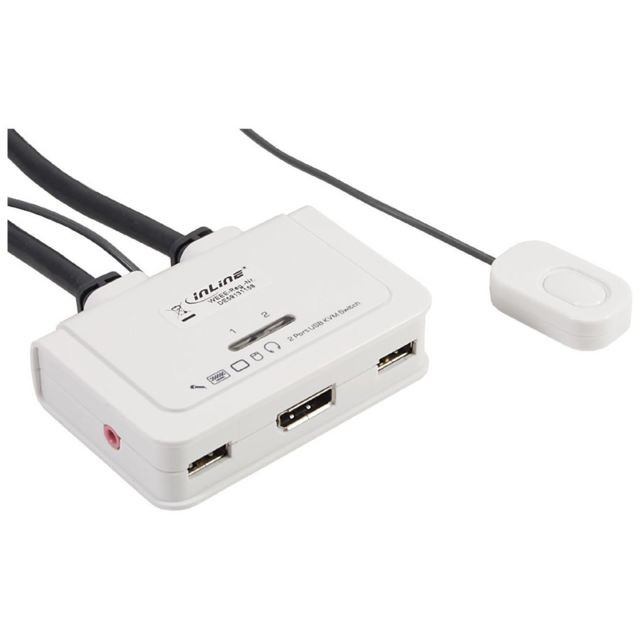 Inline - Commutateur KVM InLine® DisplayPort USB à 2 ports avec audio Inline  - Boitier disque dur et accessoires Inline