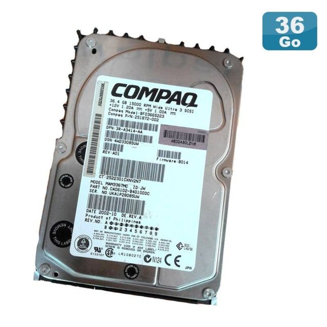 Compaq - Disque Dur 36.4Go USCSI Ultra3 SCSI 3.5"" COMPAQ BF03665223 15000RPM - Disque Dur interne 3.5"