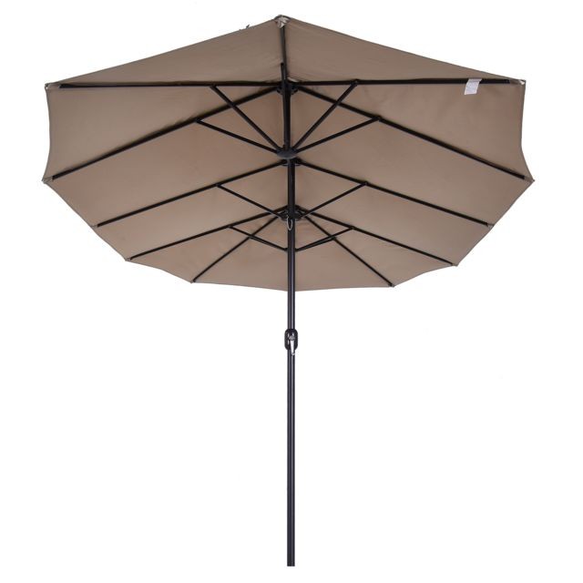 Parasols Parasol de jardin XXL parasol grande taille 4,6L x 2,7l x 2,4H cm ouverture fermeture manivelle acier polyester haute densité marron