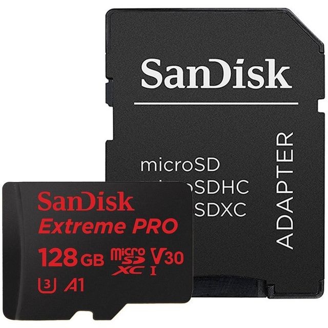 Carte Micro SD Sandisk Carte micro SD 128 Go Extreme Pro + SD Adapter + Rescue Pro Deluxe 100MB/s A1 C10 V30 UHS-I U3
