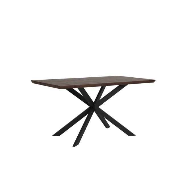 Tables d'appoint Beliani Table 140 x 80 cm bois foncé et noir SPECTRA