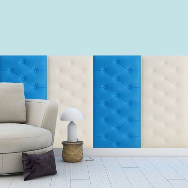 marque generique Anticollision Doux épaissir Wall Sticker Decal Mousse Papier Peint Adhésif Bleu