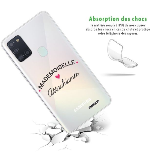 Evetane Coque Samsung Galaxy A21S 360 intégrale transparente Mademoiselle Attachiante Ecriture Tendance Design Evetane.