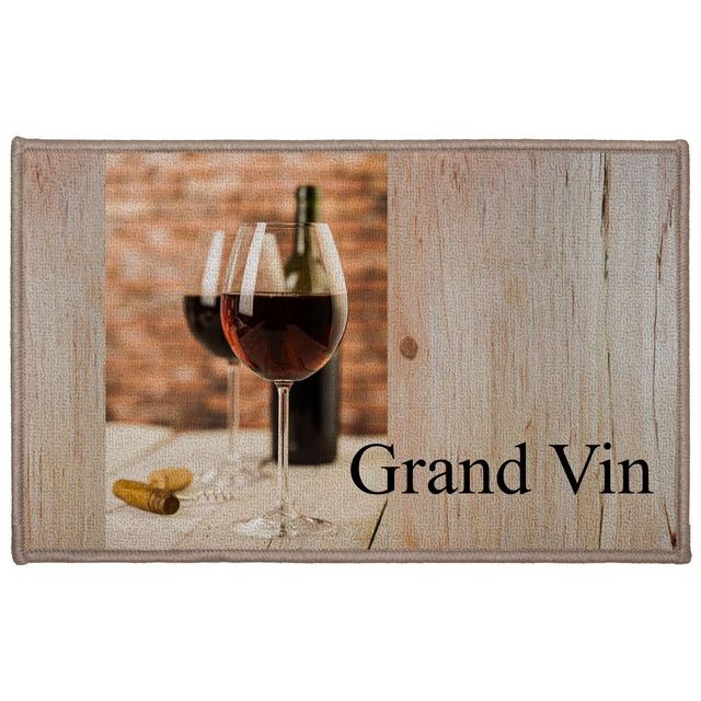 Tapis Tapis Deco CDaffaires tapis deco rectangle 50 x 80 cm imprime grand vin