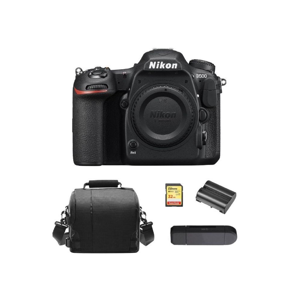 NIKON D500 Body + 32GB SD card + camera Bag + EN-EL15A Battery + Memory Card Reader