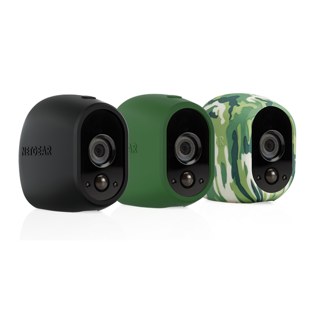 Arlo - Pack de 3 housses en silicone pour caméra HD Arlo : 1 noire, 1 verte, 1 camouflage - Sécurité connectée